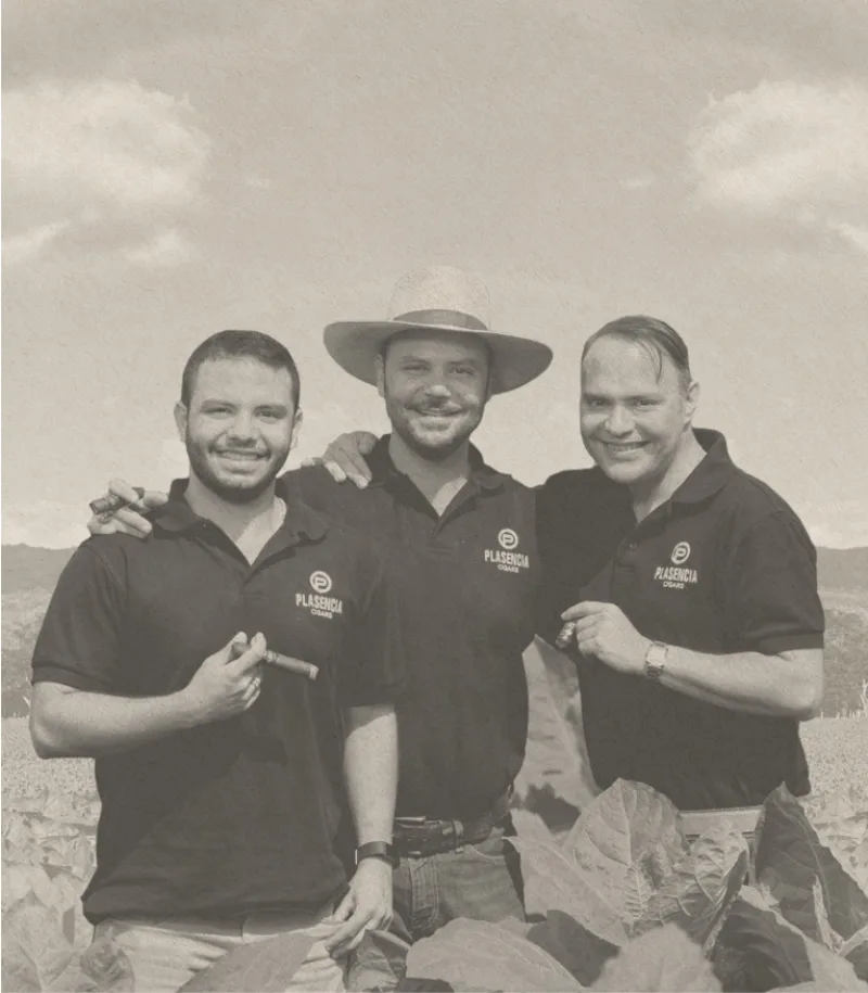 The Plasencia brothers in a tobacco field